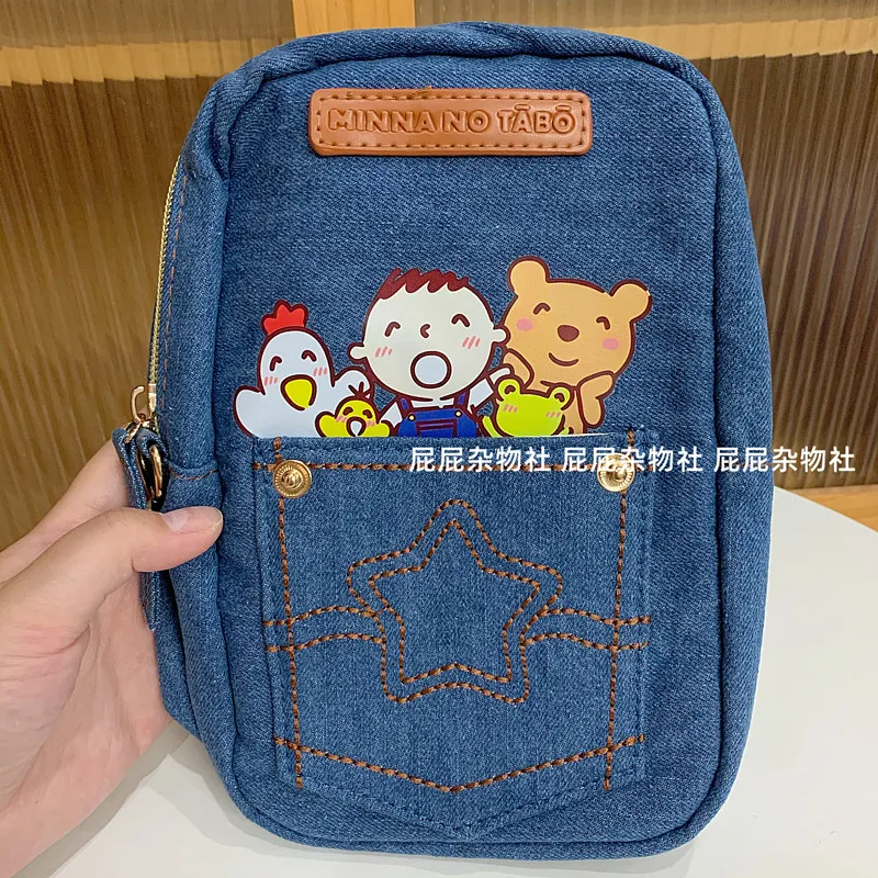 Minna No Tabo Denim Makeup Bag Storage Organizer Multi Kawaii Cute Cosmetic Bags Beauty Vanity Case Anime Make Up Pouch