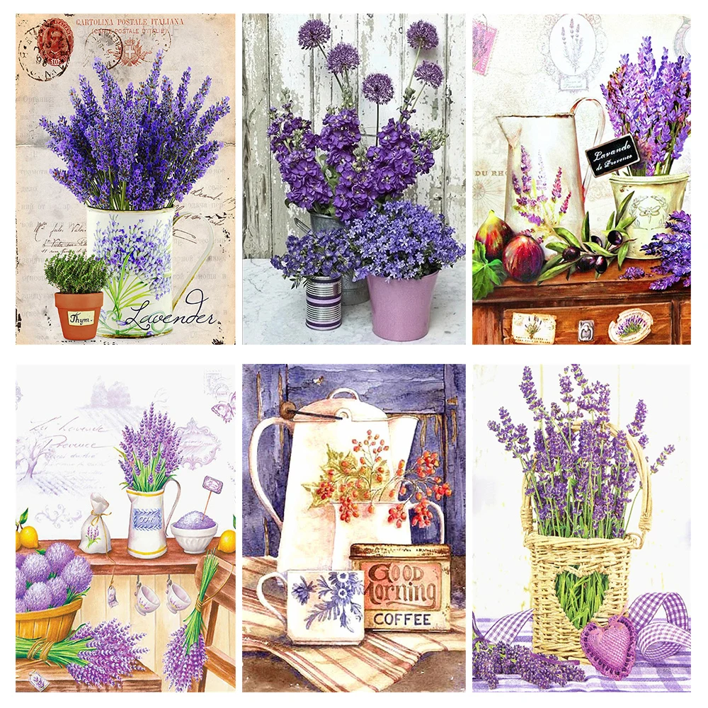 MTEN алмазная живопись, полная вышивка, алмазная вышивка лавандой, вышивка крестиком, Цветочная мозаика, кухонная вышивка, домашний декор