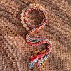 Tibetan Style Bracelet Dream Girl Series Sakura Agate Multi-circle Folded Wearing Bracelet Ethnic Handmade Hand Rope Dropship