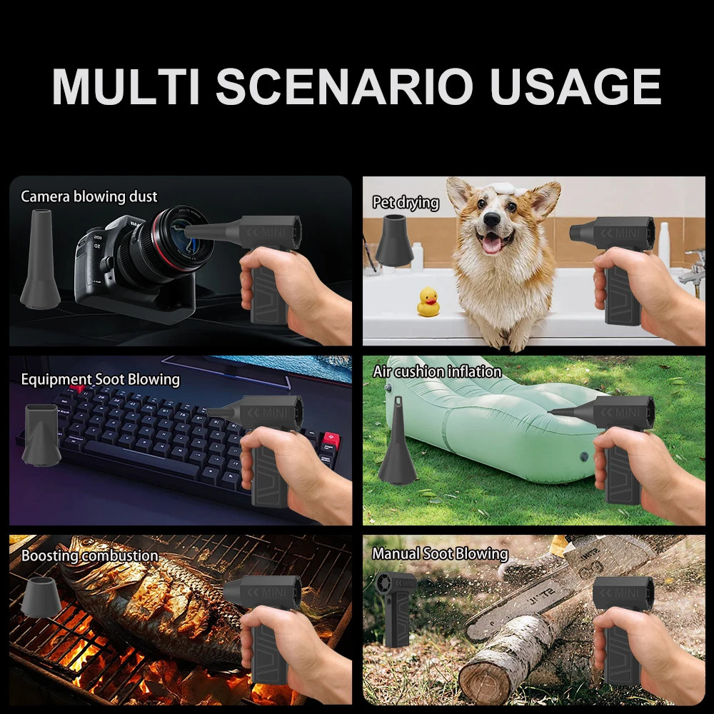 

Car Violent Fan 300000RPM Type-C Charging Cleaning Blower Tool 4 Gears High Speed Brushless Turbo Jet Blower Handheld Air Duster