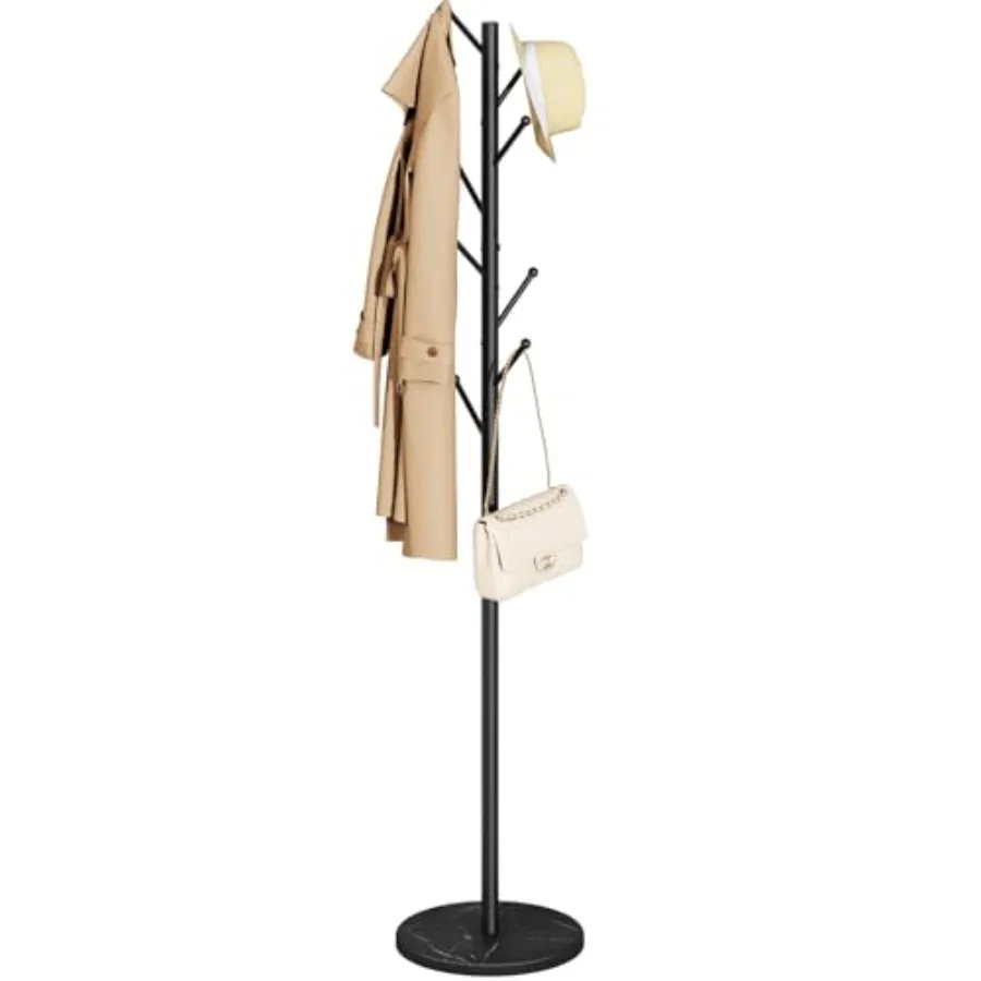 

Coat Rack Freestanding with Natural Marble Base - Coat Tree with 8 Hooks Heavy Duty Coat Hanger Stand Metal Coat Rack Stand for