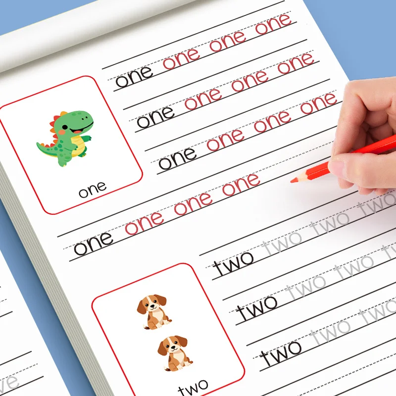 كتاب تمرينات الكتابة اليدوية لأرقام ABC والإنجليزية للأطفال في مرحلة ما قبل المدرسة، خط تطوير مهارات الرياضيات والحروف