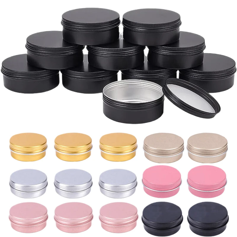 100Pcs 5/10/15/20/30/50/60g Colored Aluminum Tin Jars With Lids Metal Tin Box For Cosmetic Lip Balm Creams Candle Tea Containers