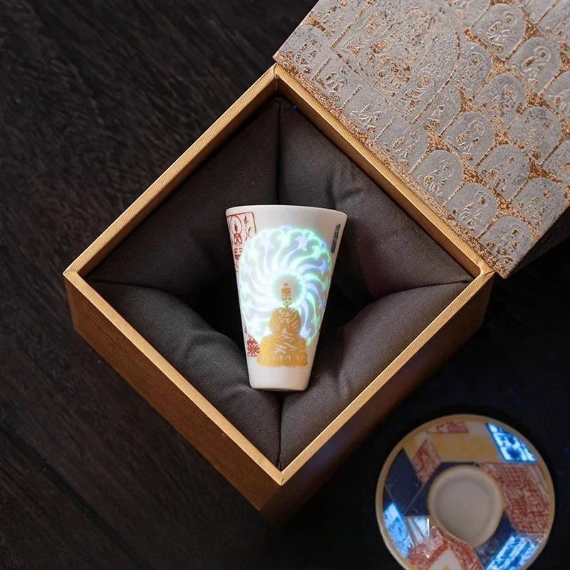 35ML Phaseless Rainbow Dunhuang Phaseless Buddha Merchandise Series Luminous Small Teacup Personal Use Master Cup Gift Ceramics