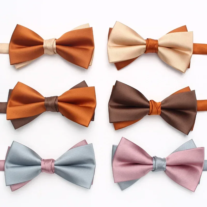 color match color double layer bow tie men\'s business fashion British style suit accessories wedding bow tie