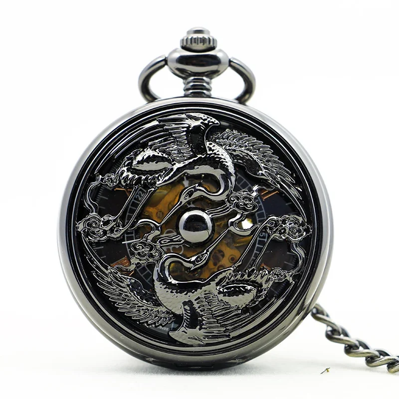 Chinese Style Antique Retro Mechanical Pocket Watch Personalised Hollow Skeleton Vintage Men Steampunk Chain Watches Gift Clock