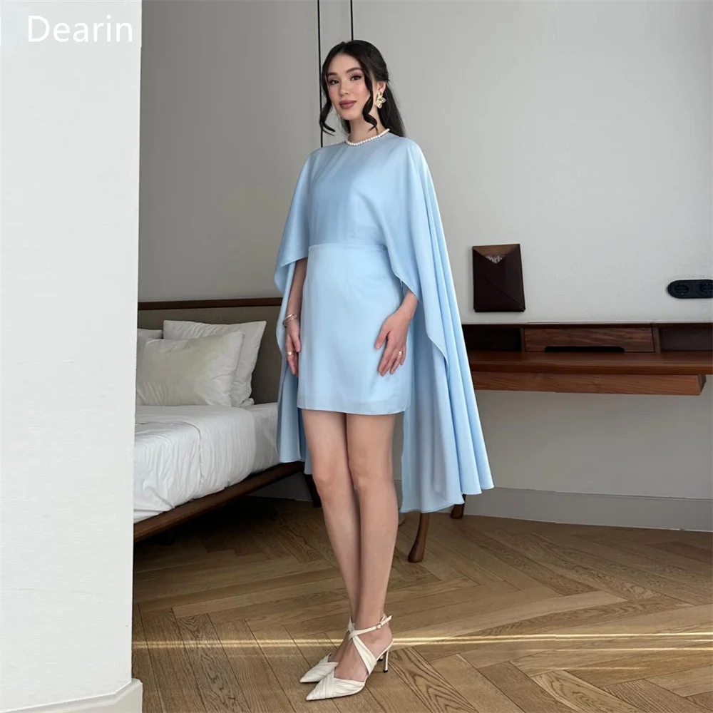 Customized Formal Dress Prom Women Dearin Scoop Neckline A-line Hi-Lo Length Skirts Draped Stole Bespoke Occasion Dresses Evenin