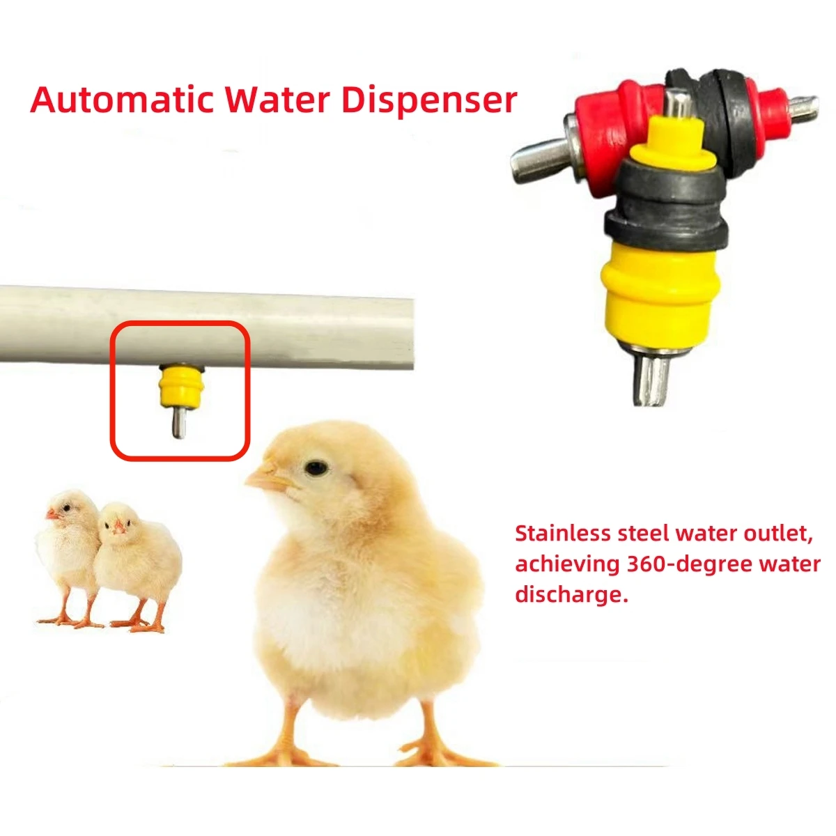 12mm Interface Ball Valve Nipple Drinking Spout Chicken Duck Geese Steel Ball Automatic Water Dispenser Breeding Equipment 2Pcs