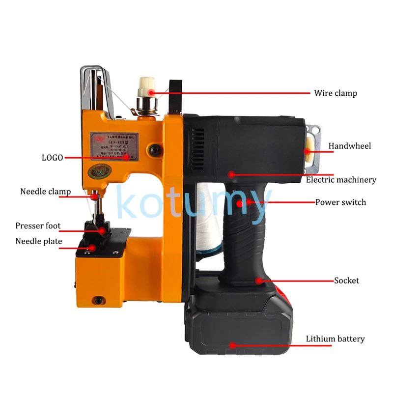 Imagem -02 - Costura Bateria Lítio Máquina Costura Bolsa Ponto Portátil Máquina Selagem Bolsa Tecido Indústria Têxtil