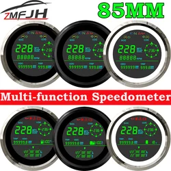 A 85MM GPS Speedometer LCD Tachometer Gauge Trip ODO COG Fuel Level Voltmeter RPM Turn Signal Boat Marine Car 12V/24V Customized