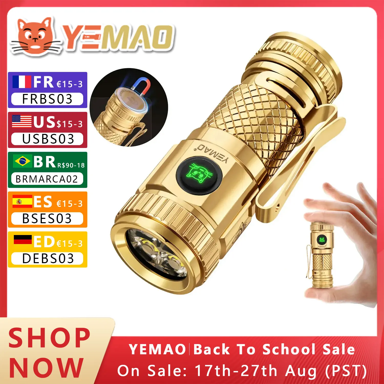 YEMAO F40CU Мини-фонарик Аварийный фонарь Перезаряжаемый портативный