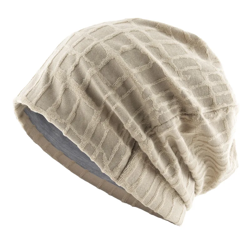 Spring and autumn hats for women, three-dimensional plaid knitted pullover hat for men, outdoor solid color headscarf hat