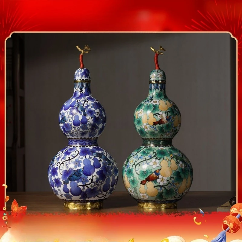 Living room copper cloisonne gourd ornament, handicrafts