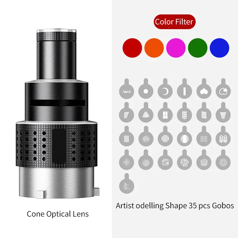 Bowens Mount Flash Snoot Conische lens Videokunstenaar Modellering Vorm Fotostudio Lichtset met optische spotlightlens 35 Gobos