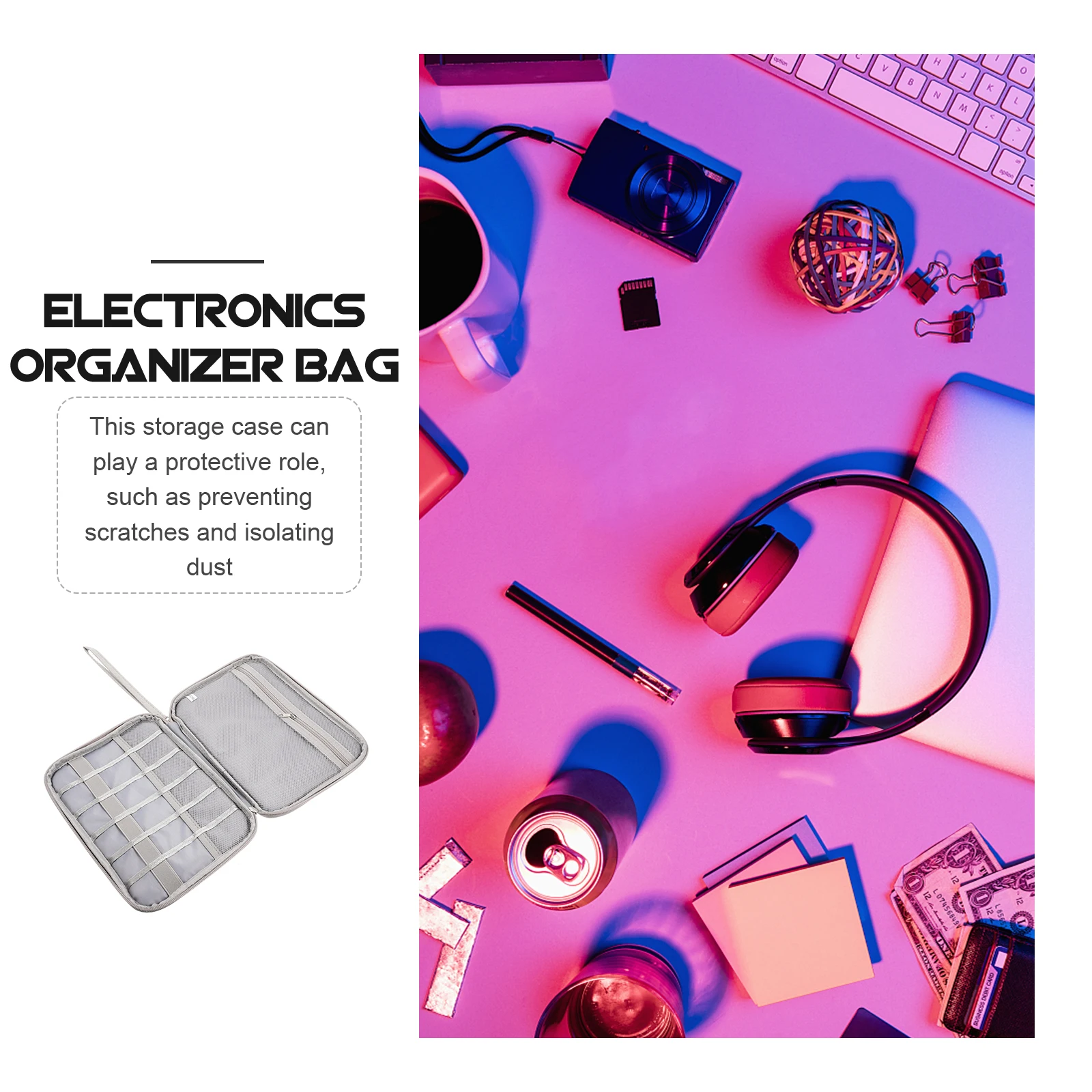 

Multifunctional Storage Travel ganizer Portable Cord Case Holder Lightweight Small Size Polyester