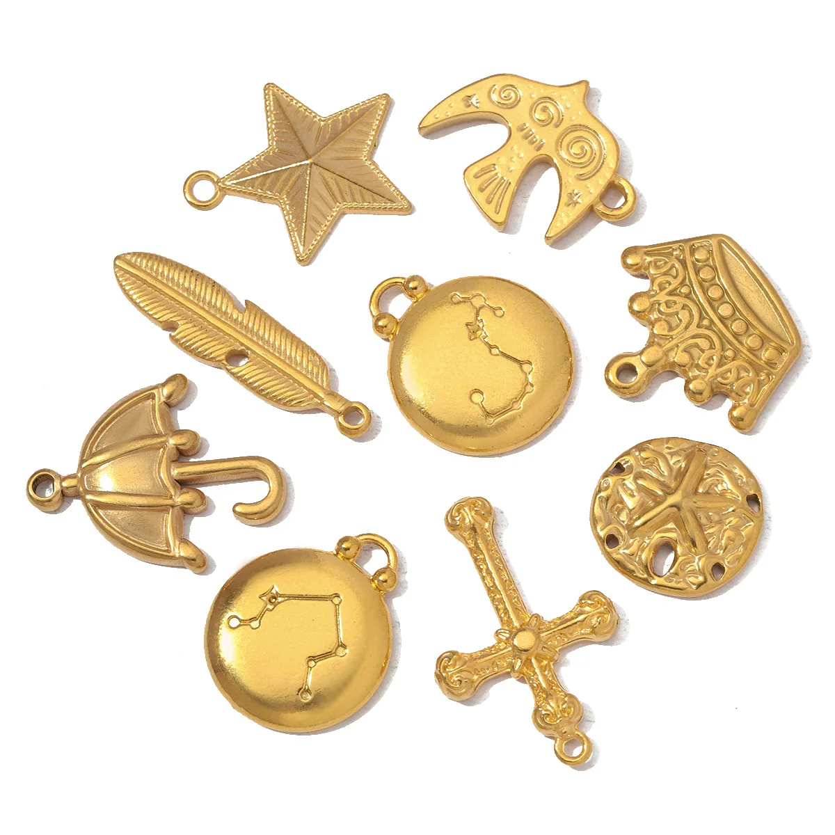5pcs/Lot Wholesale Stainless Steel Cross Anchor DIY Earring Charms Peace Dove Star Necklace Pendants Women Pistol Jewelry view 2