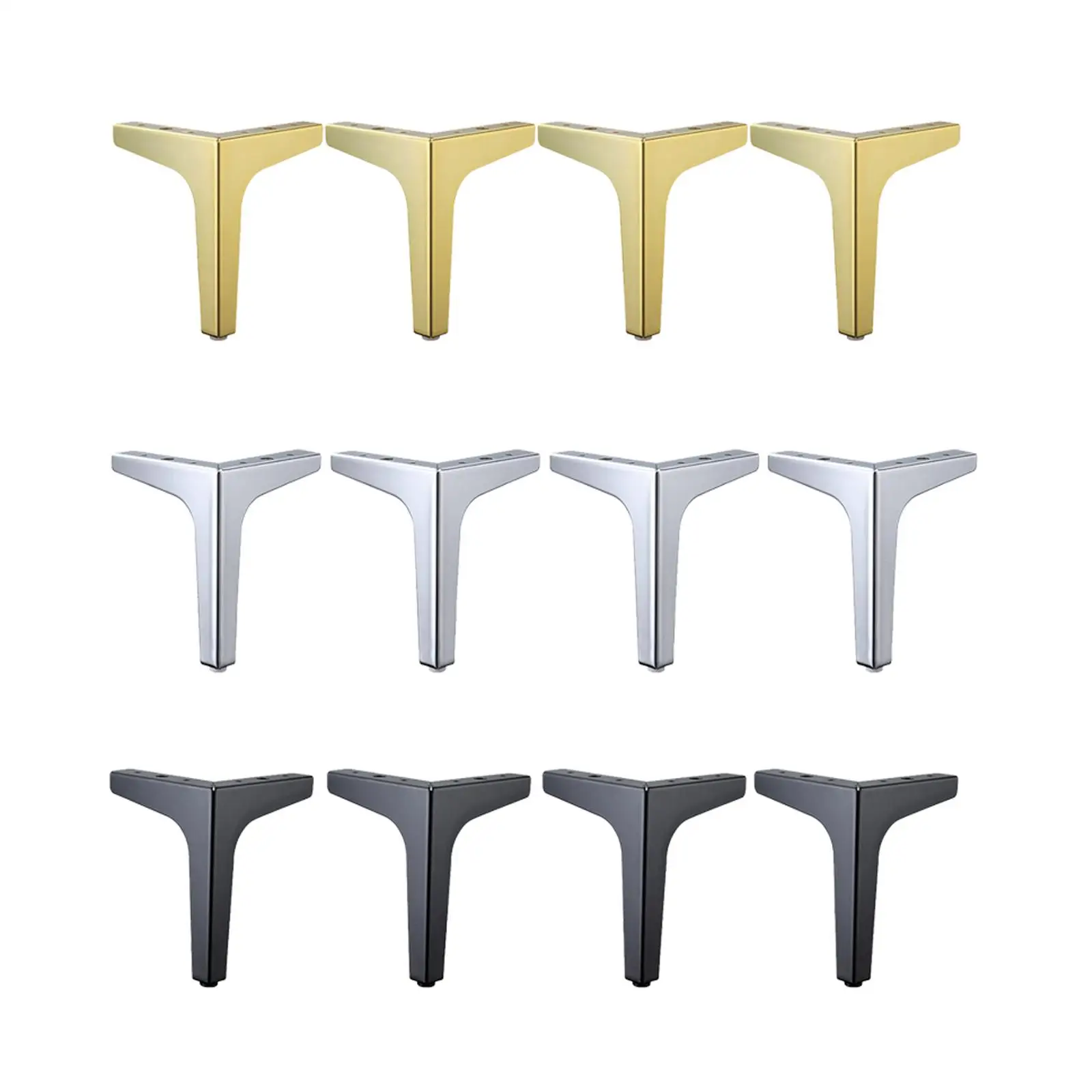 Furniture Legs, Set of 4 Modern Metal Triangle DIY Replacement for Cabinet Cupboard Sofa Couch Ottoman(3 Colors, 4 Sizes)
