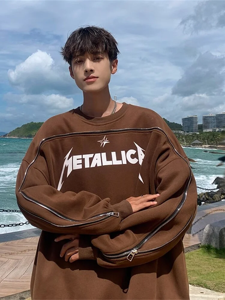 

Мужская толстовка American Sle с круглым вырезом, весенне-осенняя, повседневная, свободного кроя, для пар, стильная и крутая уличная одежда