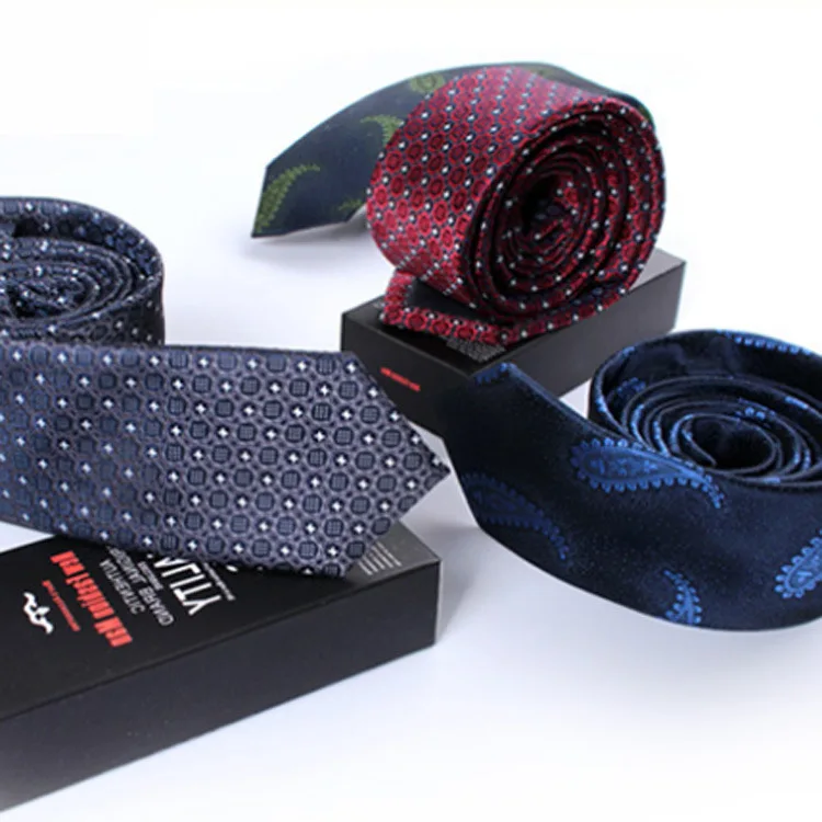 Cravates en soie classique pour hommes, accessoires de 6cm, mode Business, mariage, bleu, noir, rouge, cravate fine, rétro