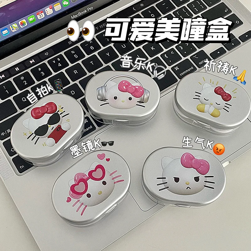 

Hello Kitty Series Contact Lens Case Protective Cover Sanrio Cute Kitty Portable Contact Lens Storage Box for Women