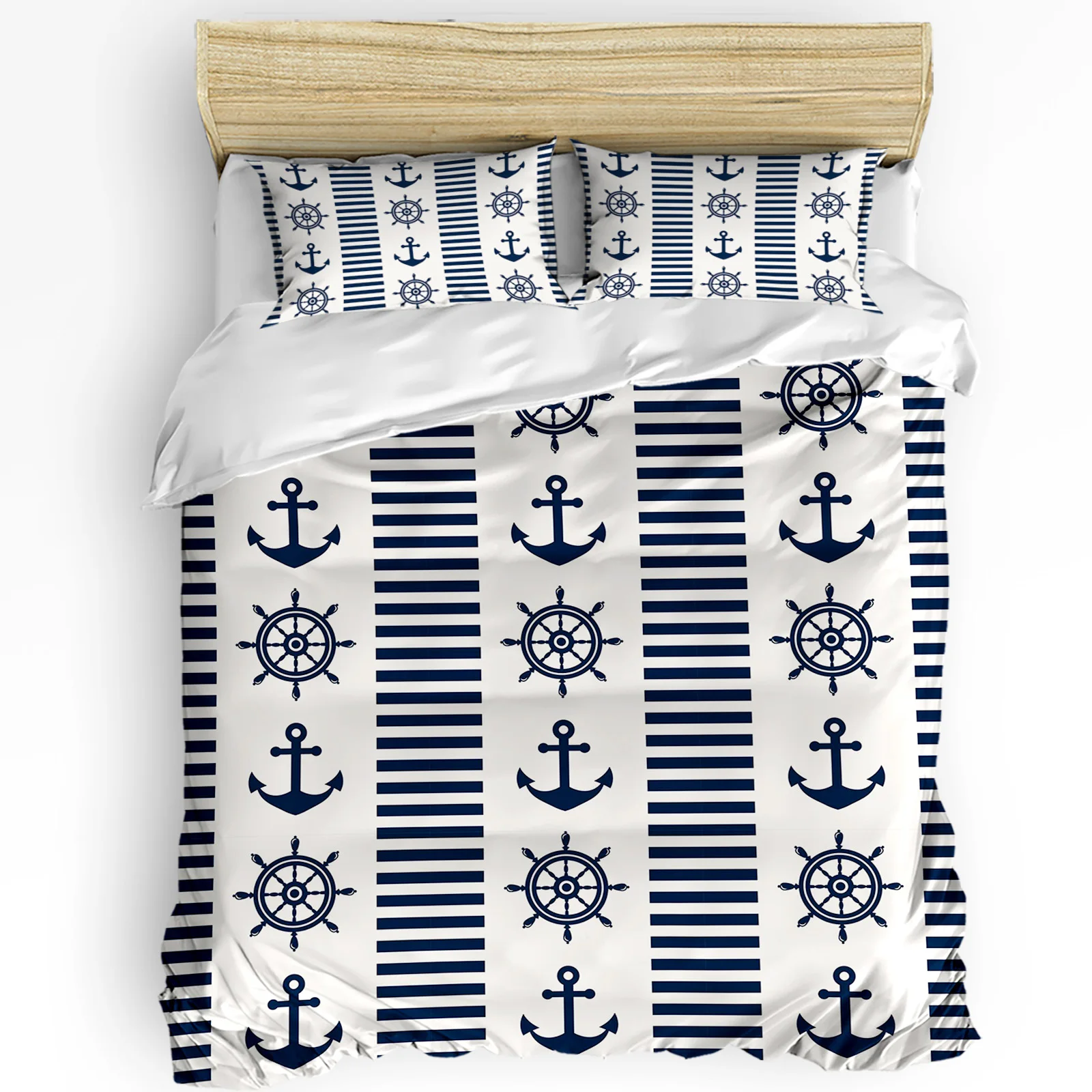 

Rudder Anchor 3pcs Couple Duvet Cover with Pillow Case Custom Comforter Bedding Set Quilt Cover Double Bed Home Textile