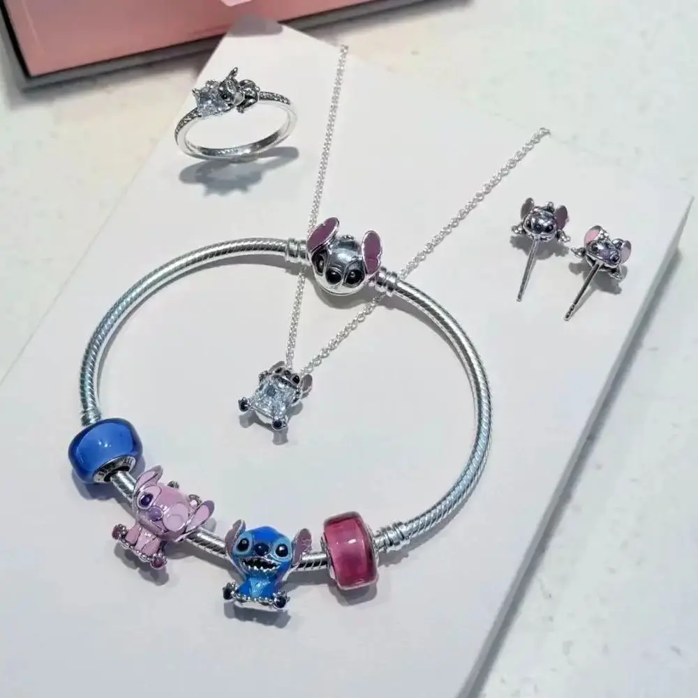 

Подвески из стерлингового серебра 925 пробы, бусины Disney Stitch, подходят для оригинальных женщин, браслет, ожерелье, кулон, ювелирное изделие, подарок