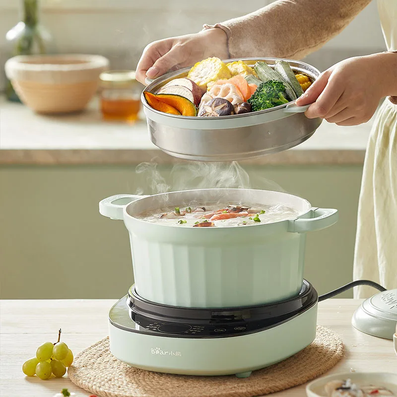 Bear Portable Electric Cooker Multicooker Mini Electric Cooking Pot Split Type Hotpot Travel Electric Skillet Electric Stew Pot