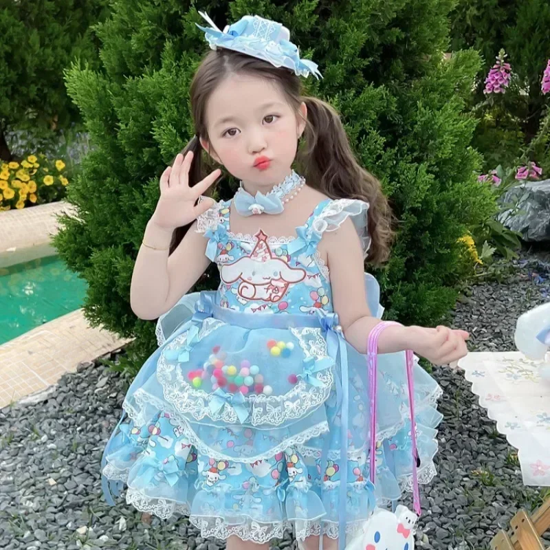 Sanrio Halloween Cinnamoroll Girls Lolita Dress Princess Skirt Cartoon Spring Autumn Party Gifts Performance Cosplay Dress