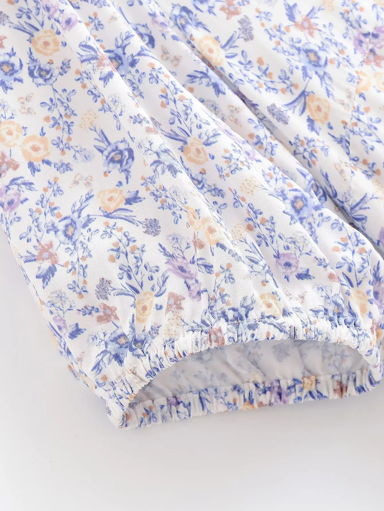 2025 BOHO V neck Floral Print Puff Sleeve Dress Woman High Waist Spliced Ruched Pleated Swing Hem Midi Long Dresses Robe Holiday