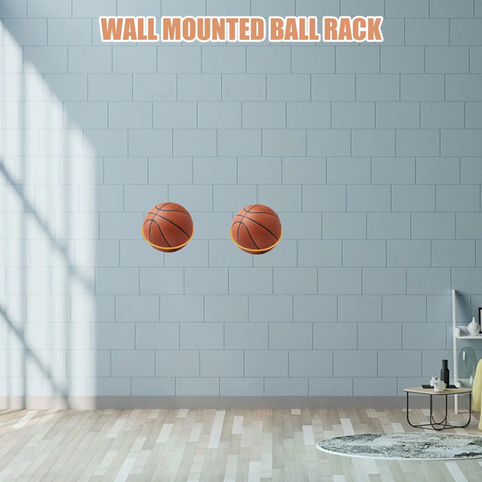

4pcs Rack Basketball Holder Display Shelf Storage Stand Sturdy Balls Stand Wrought Iron Room Accessories