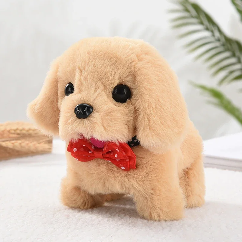 Mini Simulatie Elektrisch Puppy Knuffels Interactief Leuk Grappig Kwispelende Kwispelende Staart Klinkende Hond Robot Kindergeschenken 18cm