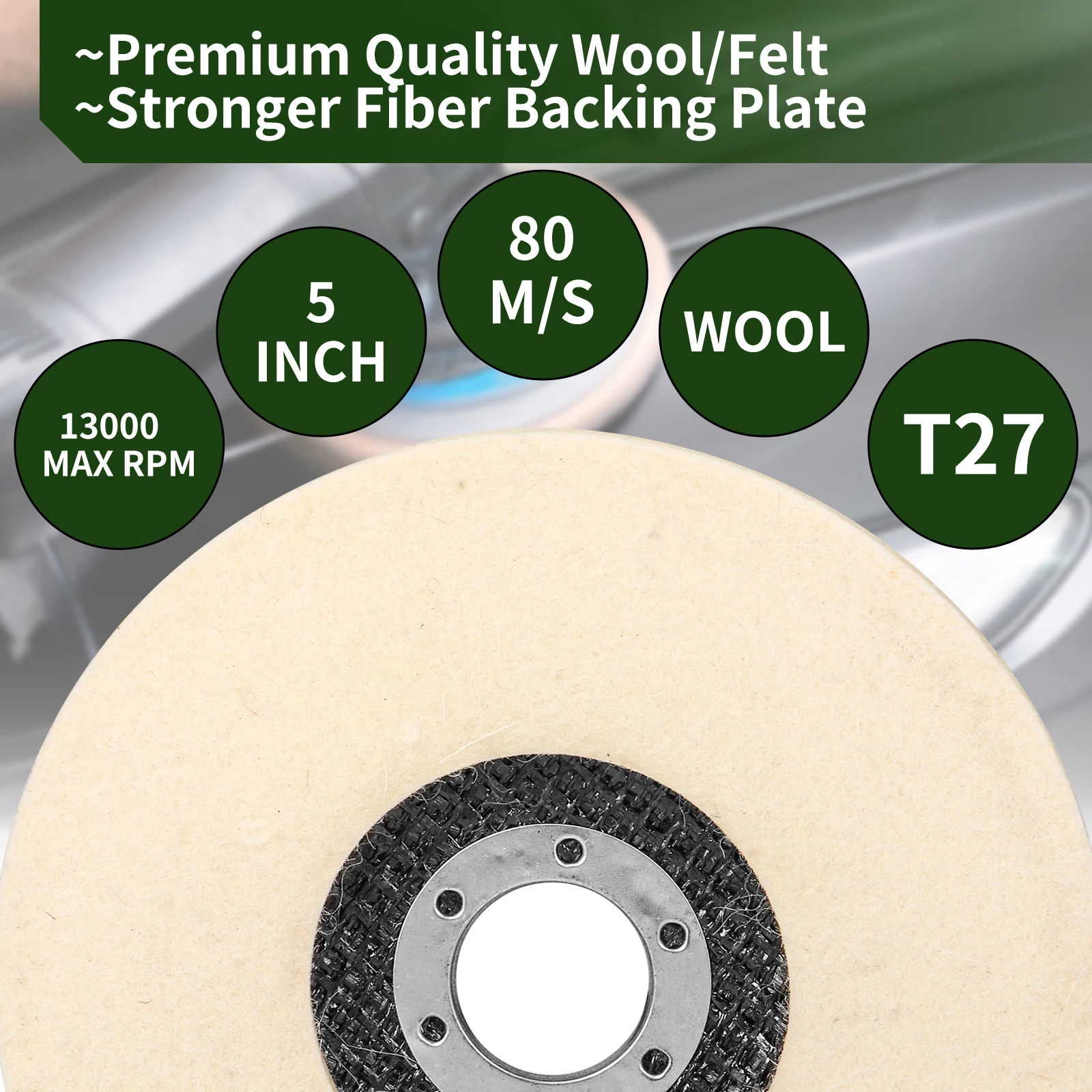 125mm Wool Polishing Wheel Buffing Pads Angle Grinder Wheel Felt Polishing Disc For Metal Marble Glass Ceramics