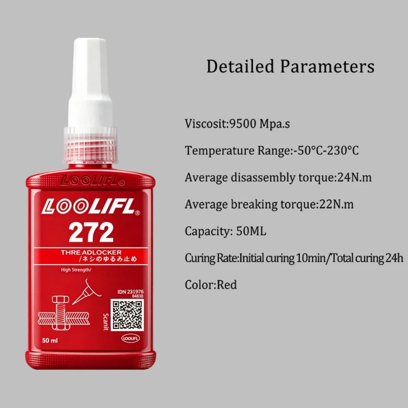 50ml Schraubensicherungsmittel 222 242 243 262 263 271 272 277 290 Blau Mittlere Festigkeit, Rot Hochfeste Schraubenklebstoffe, Gewindedichtmittel, Anaerobes Klebstoff, Anti-Lockerungsmittel – Detail 7