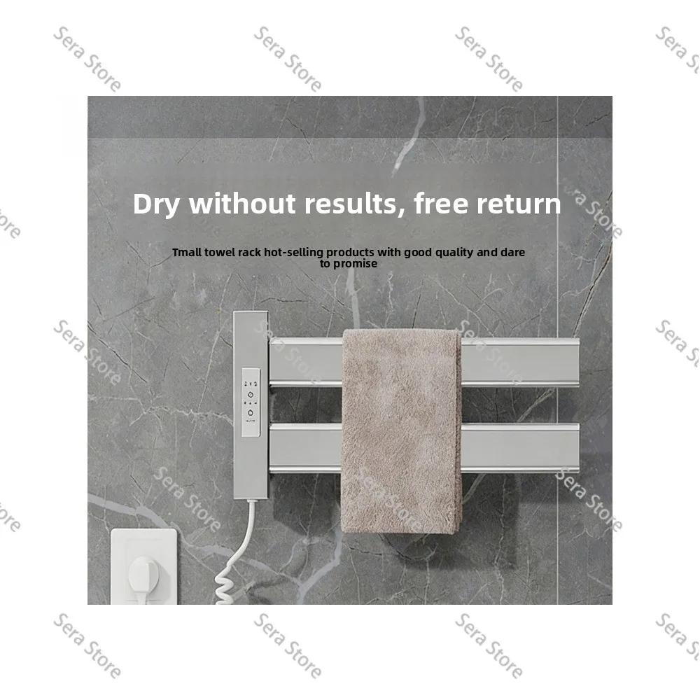 Smart Thermostatic Heated Towel Rack Space Aluminum No Drilling Foldable Bathroom Towel Warmer Dryer