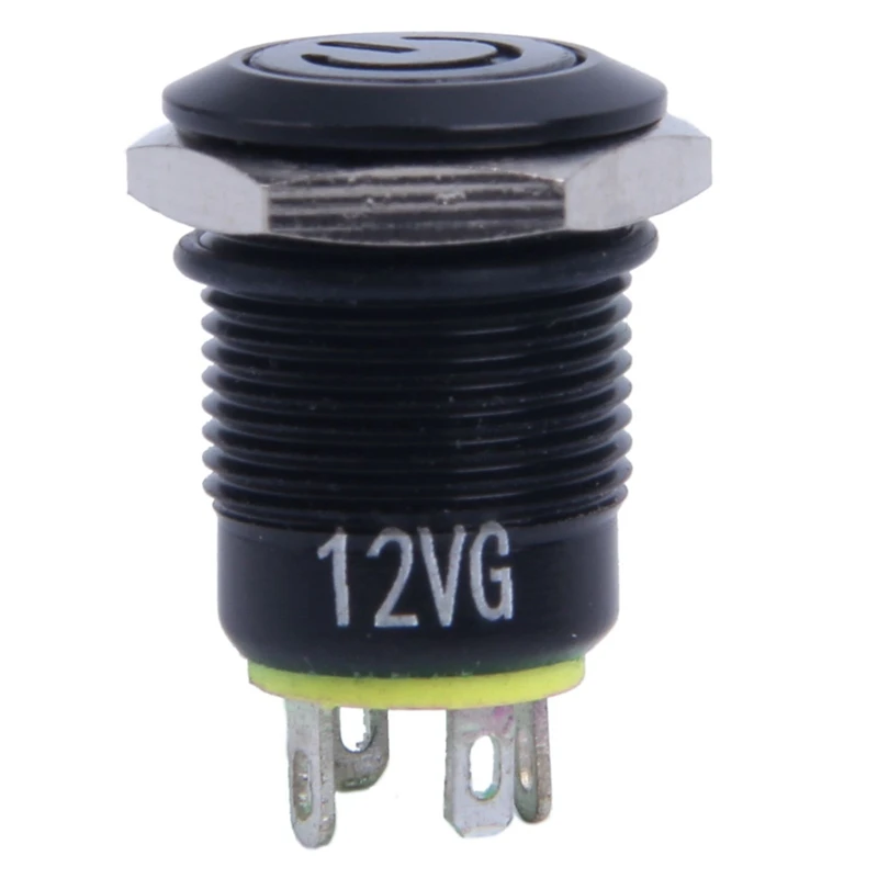 2X 12V 2A 9.5Mm LED Metal Cap Power Momentary Push Button Switch Car DIY Modified, Yellow