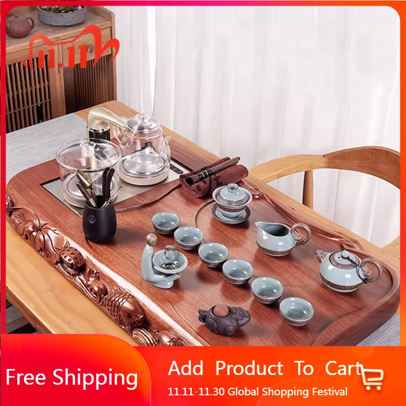 Wooden Serving Tea Tray Decorative Accessories Table Desk Valet Tea Tray Rectangle Tableware Living Room Bandeja Madera Teaware