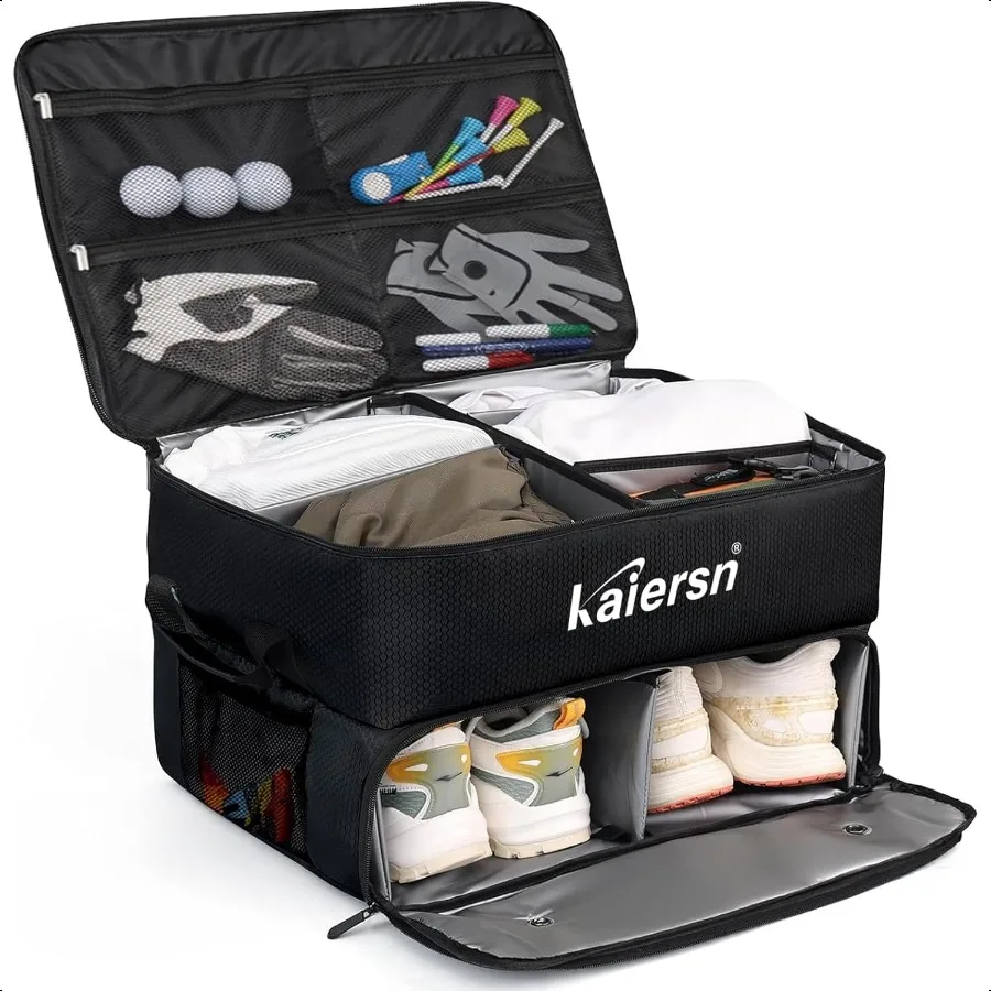 

2 Layer Golf Trunk Organizer Waterproof Car Golf Locker with Separate Ventilated Compartment for 2 Pair Shoes Golf Trunk Storag