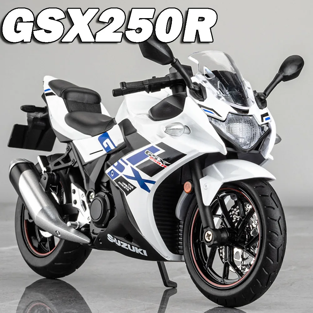 

1:12 Suzuki GSX250R модель мотоцикла, игрушки из сплава, литой под давлением R1M, миниатюрные мотоциклы, амортизация, переднее колесо, рулевое управление, подарки для мальчиков