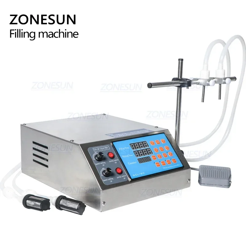 

ZONESUN Gear Pump Bottle Water Filler Semi Automatic Liquid Vial Filling Machine for Juice Beverage Drink Oil Perfume