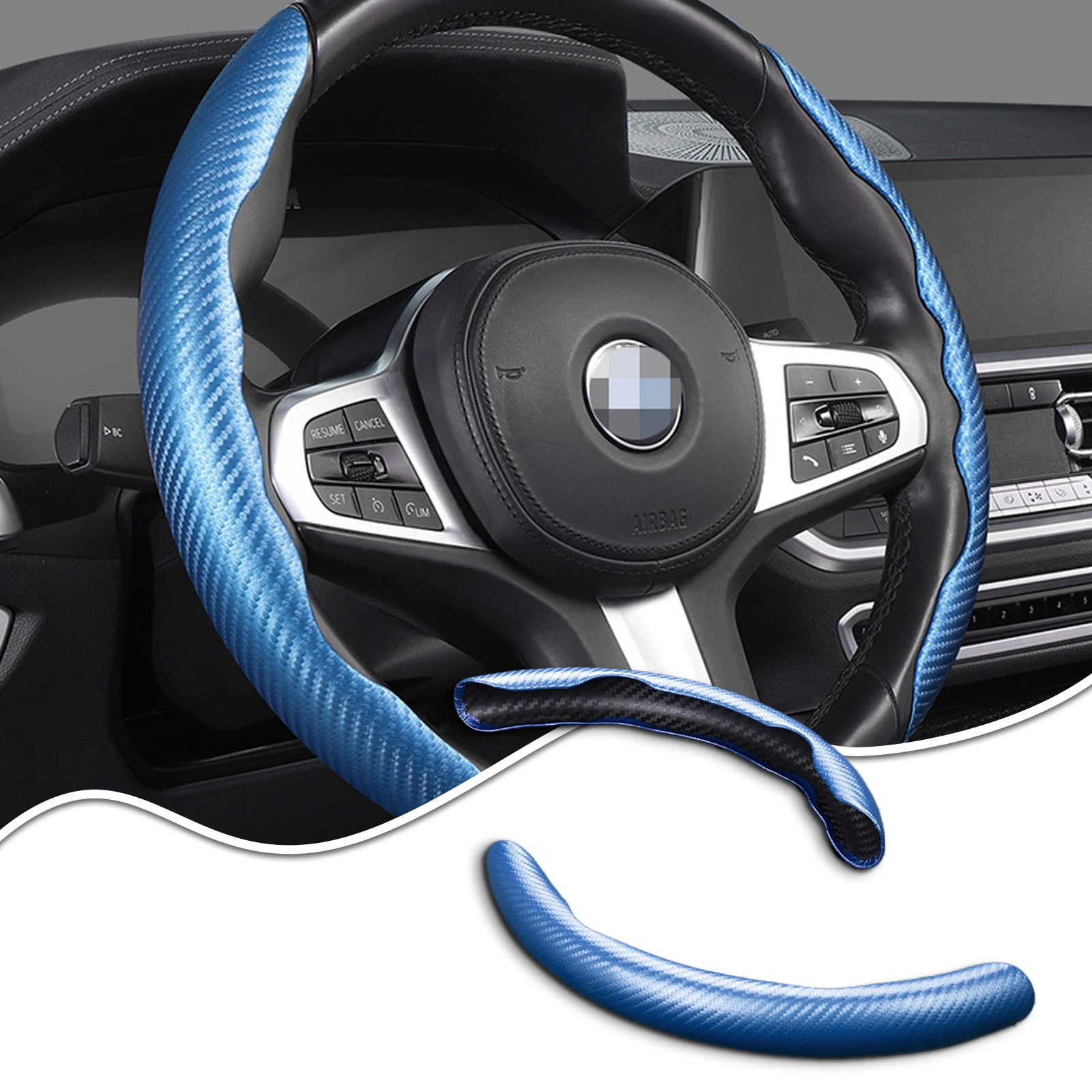 1Pair Car Steering Wheel Cover Booster Carbon Fiber Non-slip Sports ultra-thin Card Cover Handle Protective Cover Auto Interior