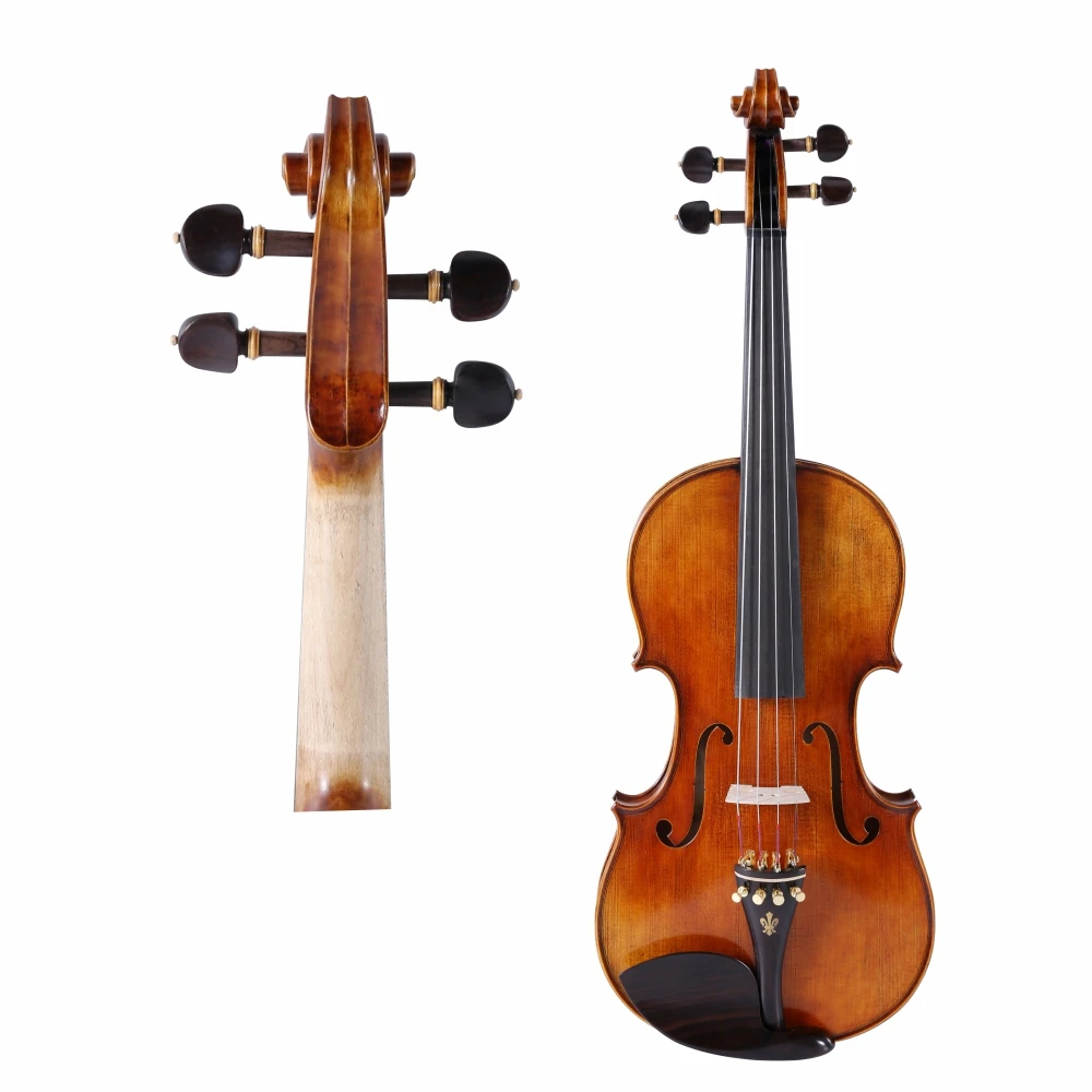 20 عامًا من خطوط النمر الطبيعية جميع مجموعة الكمان المصنوعة يدويًا 4/4 كمان ستراديفاري أداء احترافي