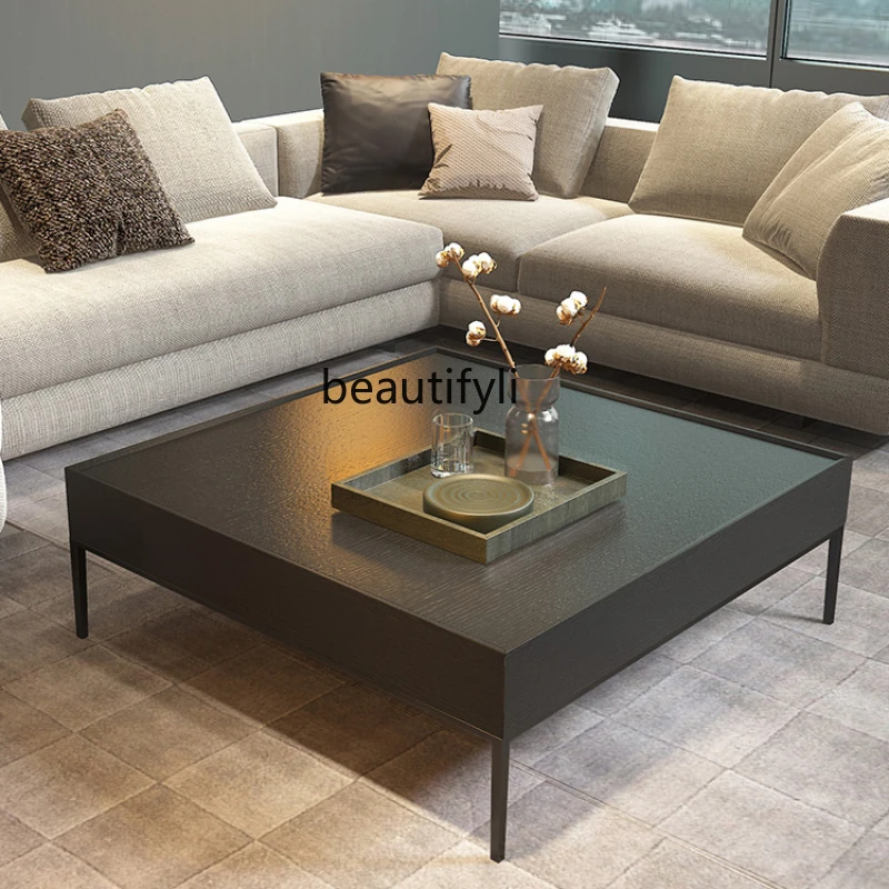 

LBX Nordic Coffee Table Simple Modern Small Apartment Fashion Black Iron Heightened Square Italian Style