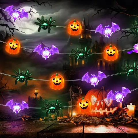 Pumpkin Spider Bat Halloween String Light