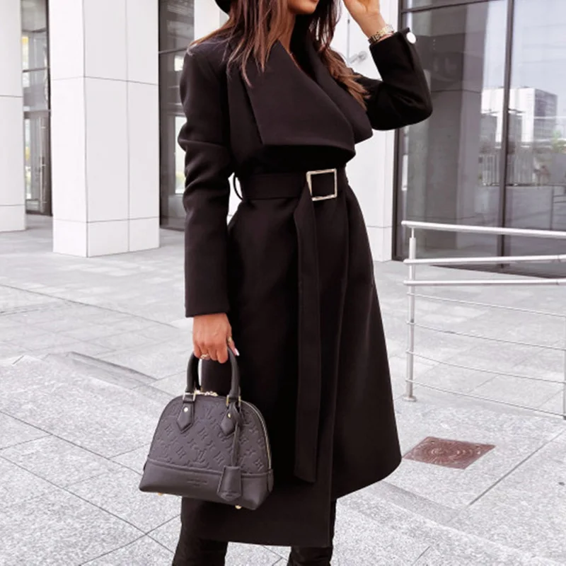 Donna autunno e inverno 2022 temperamento di media lunghezza spessa lana a maniche lunghe giacca da donna Trend cappotto di lana alla moda rosso