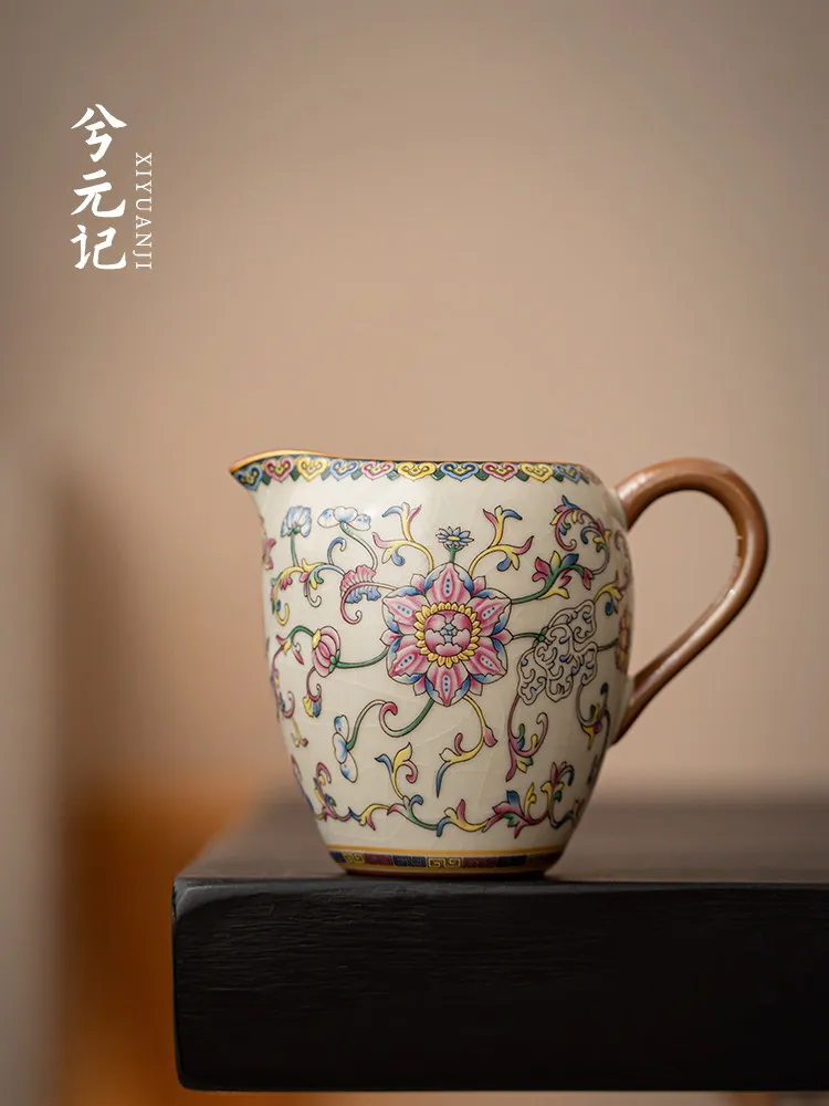 Beige Interlock Branch Ru Kiln Tea Pitcher Household Kung Fu Set Ceramic Single Pot