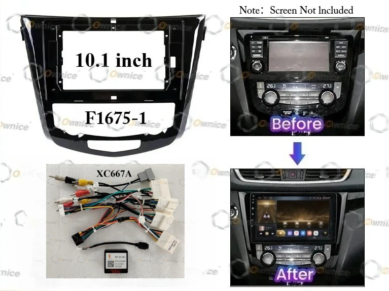 Ownice Car Radio Fascias Frame For Nissan Qashqai J11 X-Trail Rogue T32 2013-2018 10 inch 2DIN Stereo Panel Harness Wire Canbus