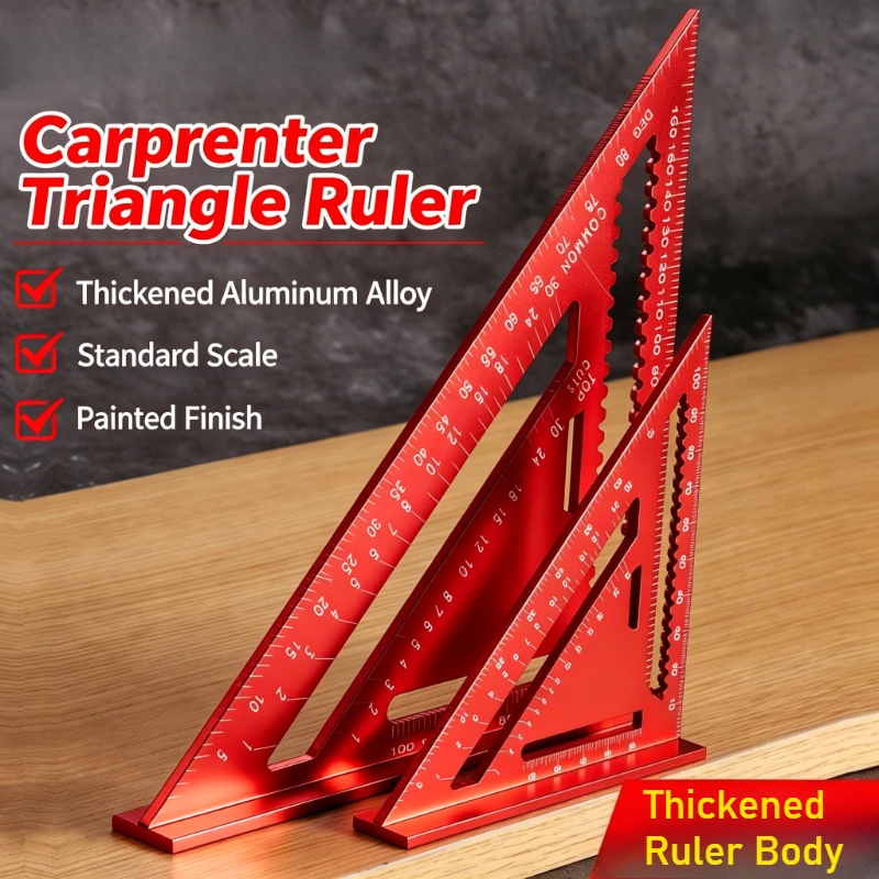 Woodworking Triangle Ruler Thickened Wear-resistant Rust Proof 90 Degree Burr Free High Precision Marker Ruler Measuring Tool