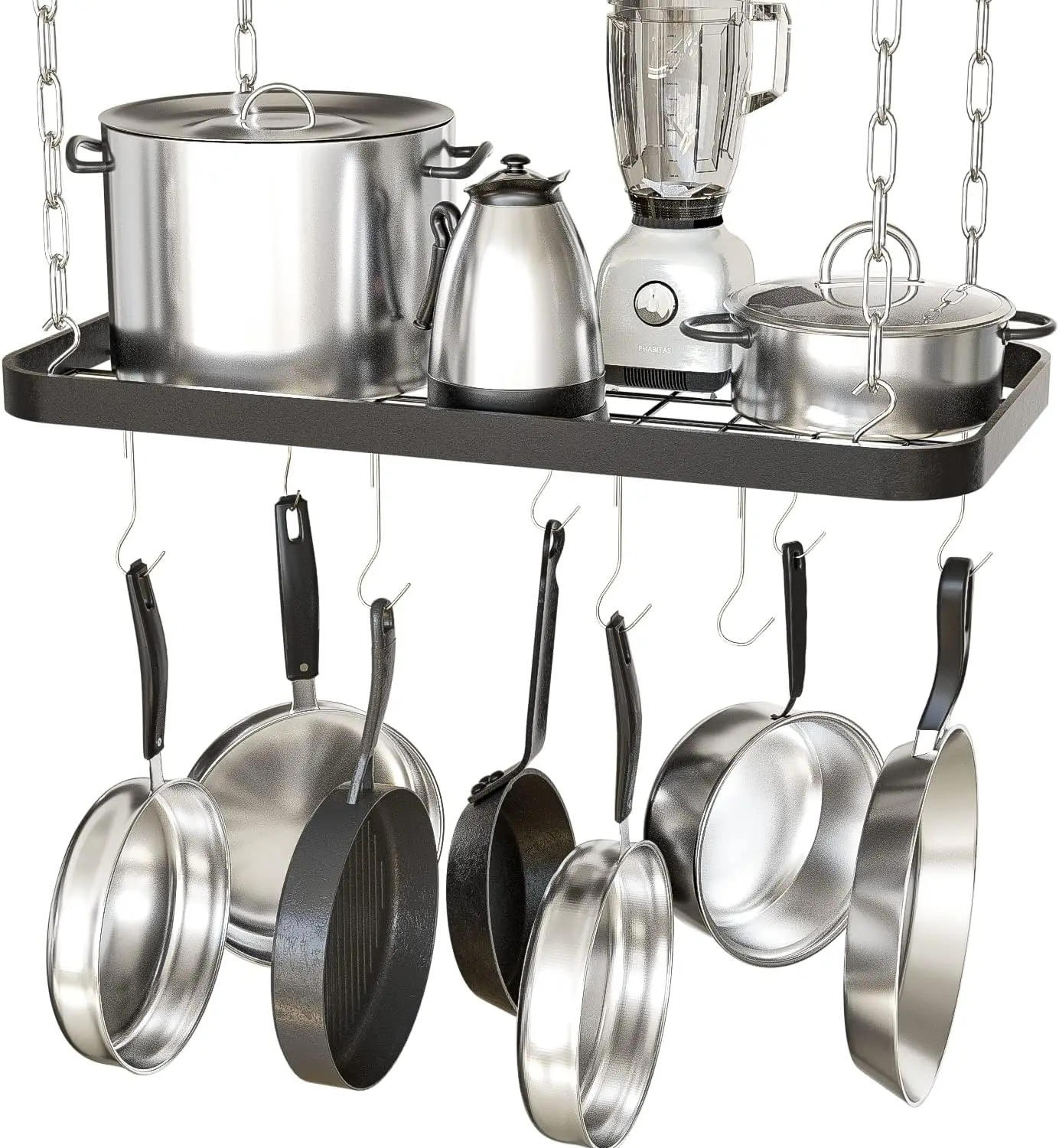 

Подвесной органайзер для кастрюль и сковородок для потолка, настенное крепление, решетка, кухонные полки для хранения кастрюль для посуды, посуда с 8 S Hoo