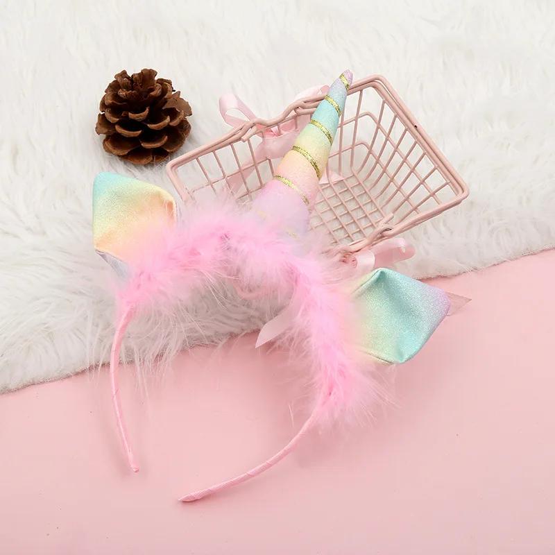 Unicorn Fairy Theme Party Decor Angel Feather Wings Unicorn Hair Hoop Fairy Stick Happy Little Girl Birthday Party Kids Gifts