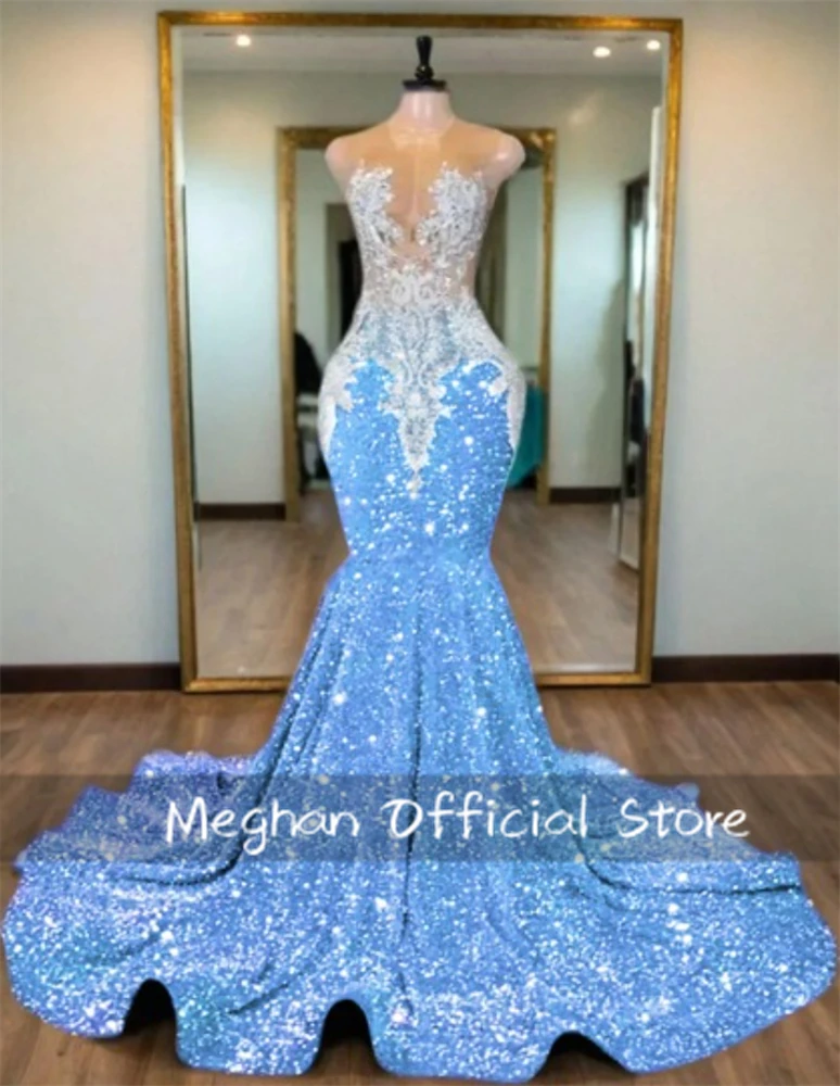 Orange Bead Crystal Long Prom Dresses For Black Girl Appliques Party Dresses Women 2024 Sequin Formal Gown Customized